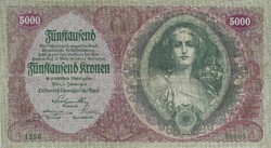 5000 korona kronen 1922 Ausztria Magyarország eredeti állapot 2.