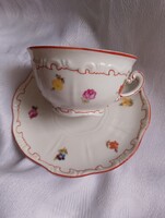 Zsolnay szórt virágos teás csésze tanyerral