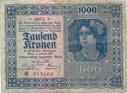 1000 korona kronen 1922 Ausztria Magyarország 2.