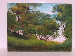 Marosán László - Domboldal olaj, farost 30x40 cm