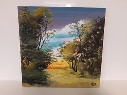 Marosán László - Augusztus olaj, farost festmény 30x30 cm