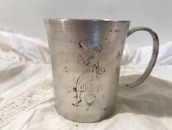 BÖGRE - ALKUKÉPES - EZÜSTÖZÖTT - GRAVÍROZOTT - ANTIK - 1,5 dl