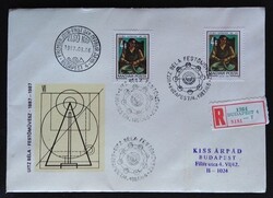 FF3836x2da / 1987 Uitz Béla 2 db bélyeg FDC-n futott  ajánlott levél plusz emlékbélyegzö