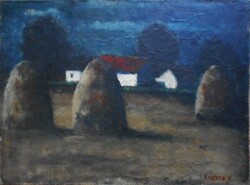 Koszta Józsefnek tulajdonítva (1861-1949) Tájkép boglyákkal