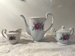 KÁVÉSKÉSZLET - 3 db - ALKUKÉPES - PORCELÁN - RÉGI - KÍNAI - KANNA - 7 dl - KIÖNTŐ - CUKORTARTÓ - 2,5
