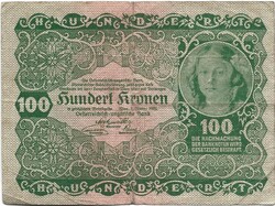 100 korona kronen 1922 Ausztria Magyarország 2.