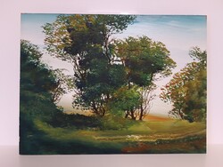 Marosán László - Fák a dombalján olaj, farost 30x40 cm