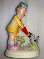 Humorous Cute Carl Scheidig Grafenthal Porcelain Little Girl with Umbrella and Curved Tail Figurine 18 cm