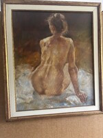 Csomor katalin – back nude – juried oil painting with picture gallery (50×60 cm) – sale in description!