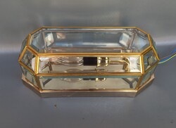 MID CENTURY DESIGN  BRASS AND GLASS CEILING LAMP