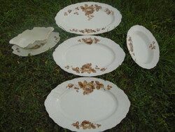 Cseh  Bernadotte Luxos ,Plasztikus,Aranyozott  rózsa virágmintás 5 db nagyméretű asztalközép kínáló