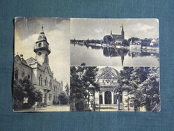 Képeslap,Ráckeve,Savoyai kastély,városháza,templom látkép,részlet,1958-