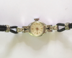 Antik Női Fehér Arany Platina Gyémánt Francia Svájci