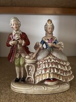 Lippelsdorf Germany – Barokk szerelmespár porcelán életkép, 1951–1974, 20 cm AKCIÓ leírásban