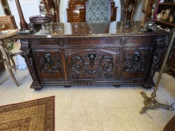 Antik neoreneszánsz íróasztal trónszékkel