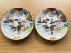 Japán porcelán kistányér kézzel festett ritka színes minta vitrin állapotban gyűjtőknek