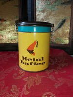 Julius Meinl ritka retró nagyméretű csatos fém kávésdoboz a nosztalgia jegyében