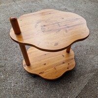 Zsúrkocsi, guruló fenyőfa kisasztal, FELHŐ asztalka, retro design