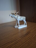 Porcelán jávorszarvas, szarvas. 15,8 cm.