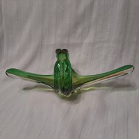 Murano Sommerso zöld üveg asztalközép,kínáló tál..41 cm-XL