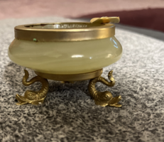 Alabástrom mini hamutál figurális réz lábakon