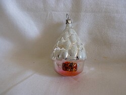 RÉGI ÜVEG KARÁCSONYFADÍSZ - HAVAS HÁZIKÓ!