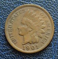 USA indián fejes 1 cent 1901 Nagyon szép!