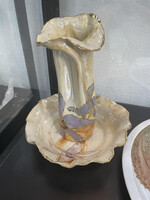 Segesdi Bori díszváza és tál, sárgás-virágos mintával