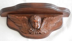 Faragott fali polc , szobortartó , angyal , 42 x 15,5 x 15,5 cm