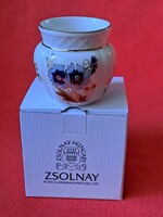 Zsolnay búzavirág mintás kaspó gyári dobozban