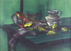 1W846 Kapcsa János : Asztali csendélet 70 x 50.5 cm