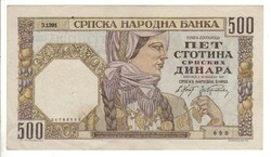500 dinár 1941 Szerbia 2.