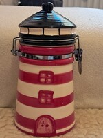 Világító torony formájú,csatos kerámia tároló!