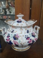 Paris Schoelcher 1810-1830 Kézi Festett Vastag Biedermeier Porcelán Cukortartó.15.5 cm.