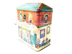 Régi silver crane lemez doboz, nosztalgikus tea tartó csuklós fedéllel