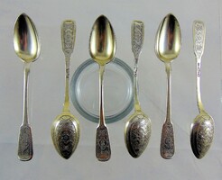 Orosz aranyozott ezüst teáskanalak - Moszkva 1872, Levin