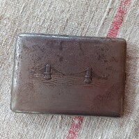 Régi fém cigaretta tárca- cigarettával