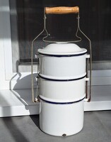 Bonyhádi zománcozott három részes ételhordó