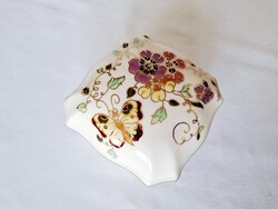 Zsolnay kézzel festett, pillangós nagy bonbonier / ékszertartó. Hibátlan állapotban! (25. 328)