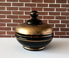 JELZETT KELET NÉMET "VEB KUNSTGLASS ZELLA MEHLIS"  HYALIT ÜVEG BONBONIER,CUKORKA TARTÓ