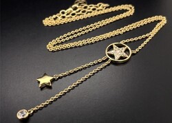 Csillagos, 925 ezüst , 14 Karátos sárga aranyozott collie- új