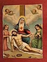 Antik szentkép – Fájdalmas Szűz Mária a halott Jézussal (Pietà), 1900 körül