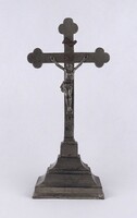 1X336 Antik ón asztali talpas feszület, oltár kereszt 26.3 cm