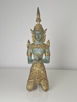 Régi Thepphanom - Teppanom aranyozott Buddhista bronz szobor 18.5 cm