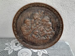 Antik bronz figurális falitál