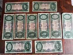 10 db tíz forintos bankjegy