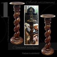 "Salamoni oszlop" Antik nagy méretű spiráloszlopos diófa posztamens a múlt század elejéről