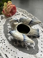 Porcelán madár dekoráció, mini kaspó