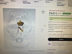POHÁR - 6 db - ALKUKÉPES -  KRISTÁLY - JELZETT - NAPÓLEON KONYAKOS 12 x 7,5 cm - 2 dl - HIBÁTLAN