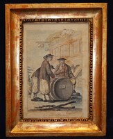 Nagyon régi aranyozott  képkeret, 1776-ban készült ajándék nyomattal